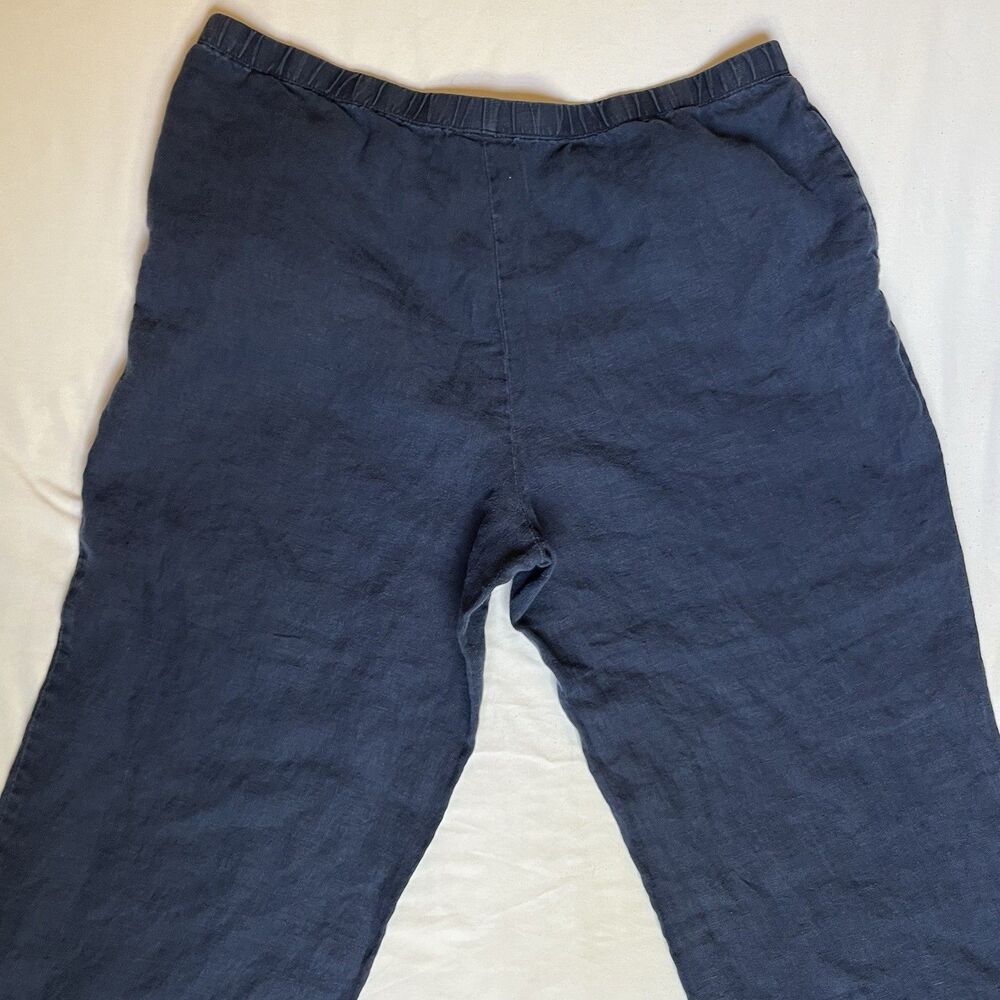 J.Jill Love Linen Navy Blue Wide Leg Elastic Waist Pants Women Large L Missy - Picture 11 of 12
